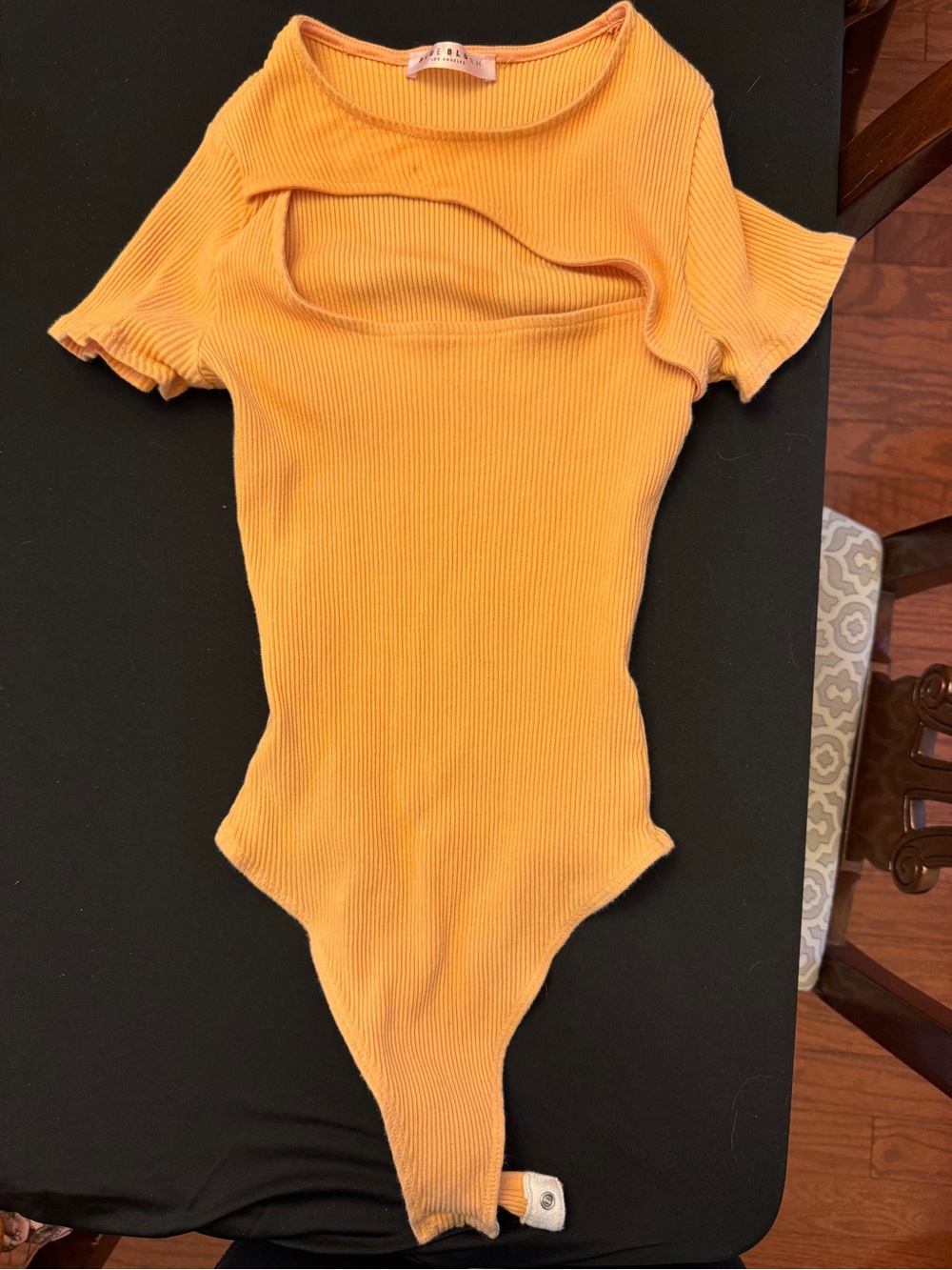 Blue Blush Ribbed One-Piece Bodysuit- Orange